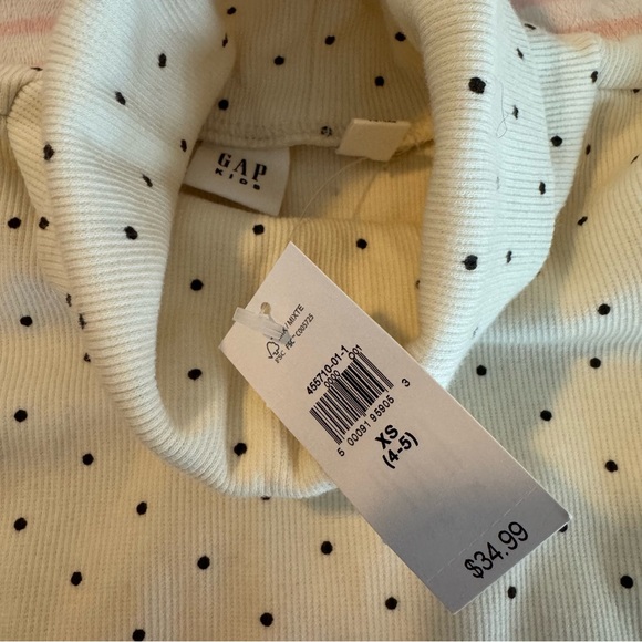 Gap Kids - NEW WITH TAGS long sleeve polka dot turtleneck, size XS 4/5 - Picture 2 of 5